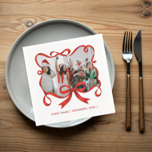 Servilleta De Papel Fiesta de Fotos Simple Chic Navidad Lazo Rojo