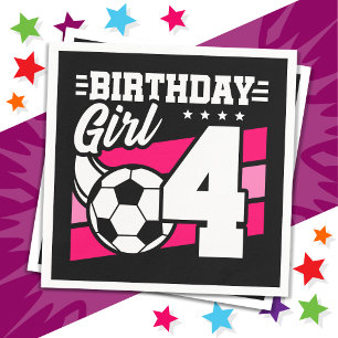Servilleta De Papel fiesta de fútbol de 4 años Chica de cumpleaños