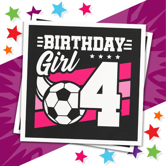 Servilleta De Papel fiesta de fútbol de 4 años Chica de cumpleaños (Subido por el creador)