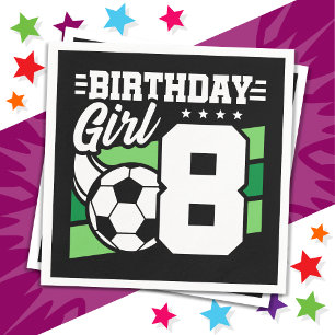 Servilleta De Papel fiesta de fútbol de 8 años Chica de cumpleaños