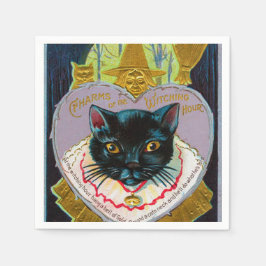 Servilleta De Papel fiesta de gato negro vintage Halloween