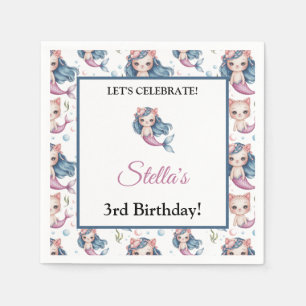 Servilleta De Papel Fiesta de gatos de sirenas de la sirena oceánica