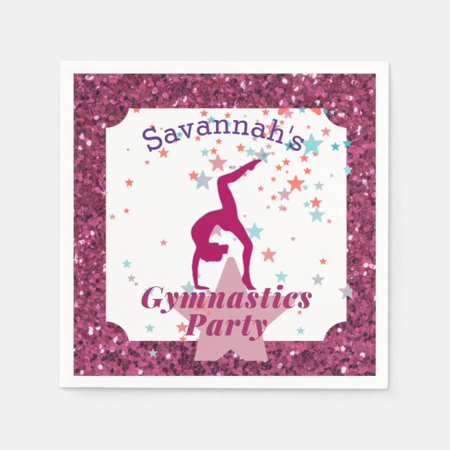 Servilleta De Papel Fiesta de Gimnasia Brillo y Estrellas    (Anverso)