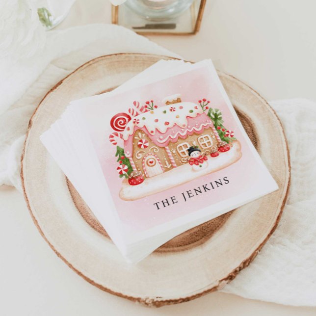 Servilleta De Papel Fiesta de Gingerbread House Navidades (Personalized Gingerbread House Christmas party napkins
)