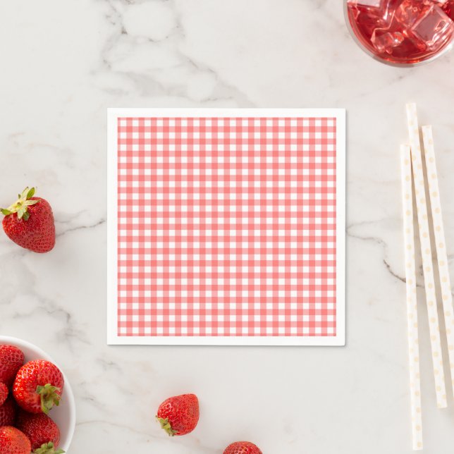 Servilleta De Papel Fiesta de Gingham de Fresa (In situ)