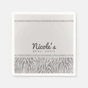 Servilleta De Papel Fiesta de glamour con lentejuelas de cebra blanca