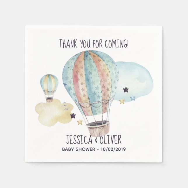 Servilleta De Papel Fiesta de globo acuático de aire caliente en azul (Anverso)