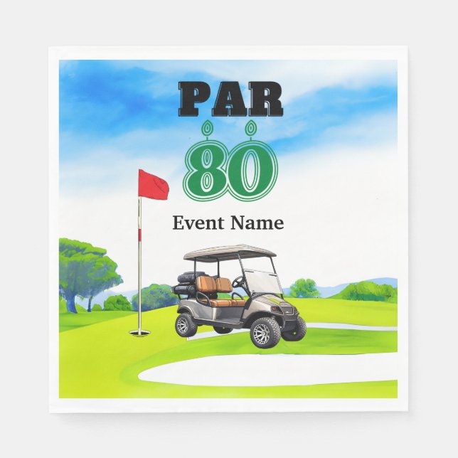 Servilleta De Papel Fiesta de golf 80th Birthday (Anverso)