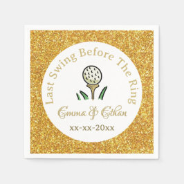 Servilleta De Papel Fiesta de golf Boda Purpurina de oro blanco fin de