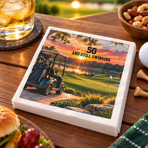 Servilleta De Papel Fiesta de Golf en el Atardecer para Cumpleaños 50