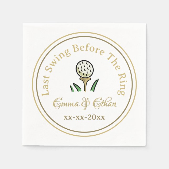 Servilleta De Papel Fiesta de golf preBoda Weekend White Gold (Anverso)