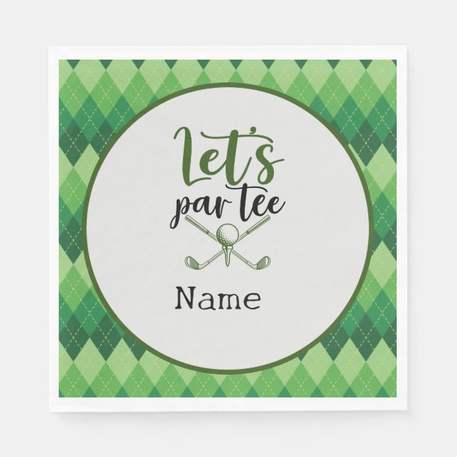 Servilleta De Papel Fiesta de Golf Verde Argyle (Anverso)