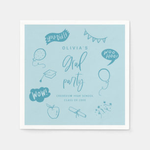 Servilleta De Papel Fiesta De Grado Azul Quirky De Mano