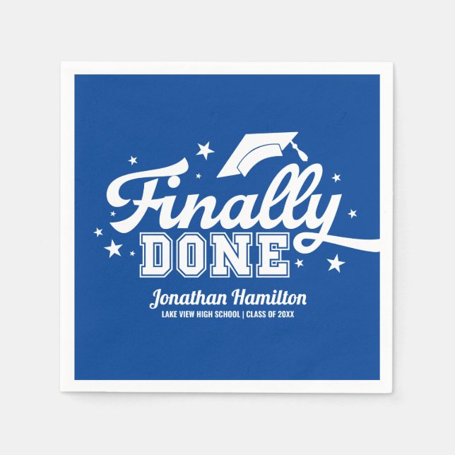 Servilleta De Papel Fiesta de graduación azul finalmente terminada (Anverso)