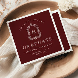 Servilleta De Papel Fiesta de Graduación Burgundy Blanco Monograma Cre