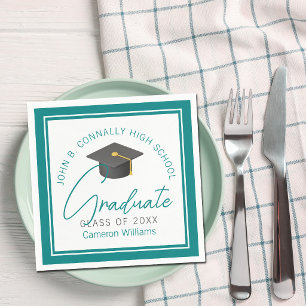 Servilleta De Papel Fiesta de Graduación Chic Turquesa Personalizada G