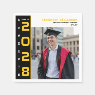 Servilleta De Papel Fiesta de Graduación con Foto Moderna en Amarillo
