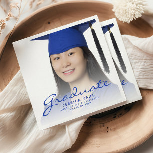 Servilleta De Papel Fiesta de graduación con foto y guión azul