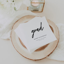 Servilleta De Papel Fiesta de Graduación con Guión Minimalista en Blan