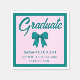 Servilleta De Papel Fiesta de Graduación con Lazo de Gingham Verde