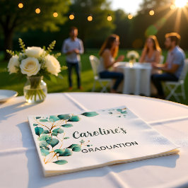 Servilleta De Papel Fiesta de Graduación con Verde de Eucalipto
