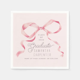 Servilleta De Papel Fiesta de Graduación Coquette con Lazo Rosa
