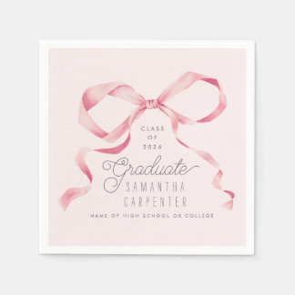 Servilleta De Papel Fiesta de Graduación Coquette con Lazo Rosa