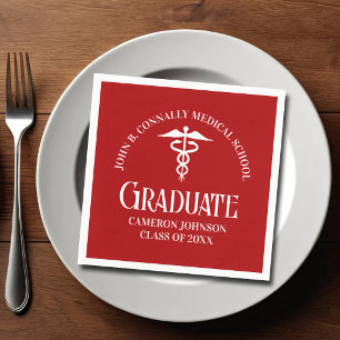 Servilleta De Papel Fiesta de Graduación de Escuela de Medicina Roja P