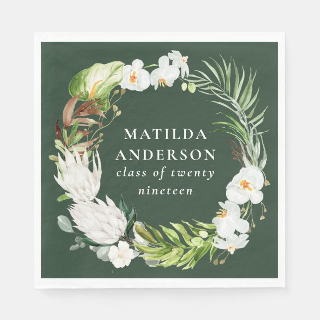 Servilleta De Papel Fiesta de graduación de flores tropicales (Anverso)