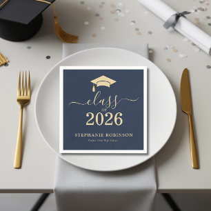 Servilleta De Papel Fiesta de Graduación de la Clase de 2026 Azul Mari
