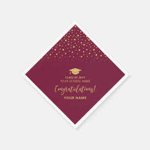Servilleta De Papel Fiesta de Graduación de la Clase de Oro Rojo