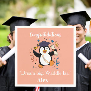 Servilleta De Papel Fiesta de Graduación de Pingüino Feliz Lindo