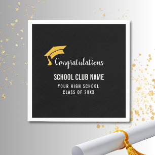 Servilleta De Papel Fiesta de graduación del Club Negro Personalizado