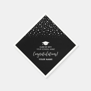 Servilleta De Papel Fiesta de Graduación Escolar Moderna en Blanco y N