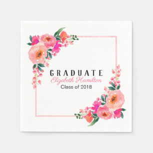 Servilleta De Papel Fiesta de Graduación Floral Botánica Rosa Brillant