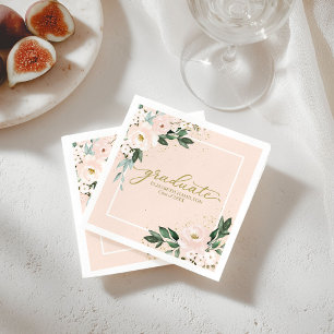 Servilleta De Papel Fiesta de Graduación Floral Rosa Graduate Blush