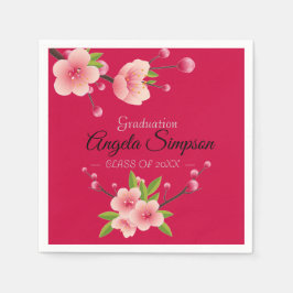 Servilleta De Papel Fiesta de graduación floral verde rosa