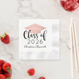 Servilleta De Papel Fiesta de Graduación Modern Script Rose Gold 2026
