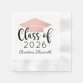 Servilleta De Papel Fiesta de Graduación Modern Script Rose Gold 2026