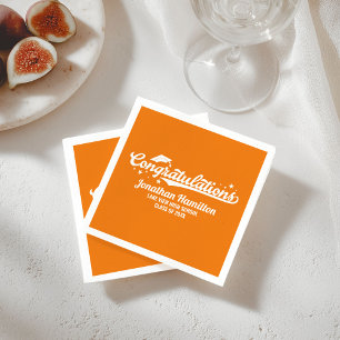 Servilleta De Papel Fiesta de Graduación Naranja Felicitaciones