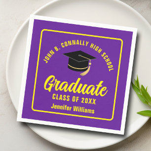 Servilleta De Papel Fiesta de Graduación Personalizada Amarillo Purpur