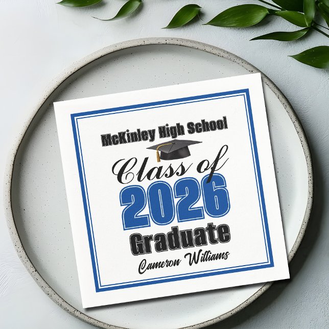 Servilleta De Papel Fiesta de Graduación Personalizada Azul Clase de 2 (Subido por el creador)