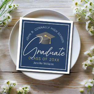 Servilleta De Papel Fiesta de graduación personalizada azul marino mod