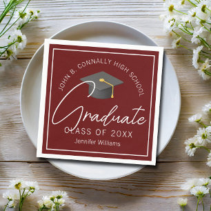 Servilleta De Papel Fiesta de Graduación Personalizada de Borgoña Mode