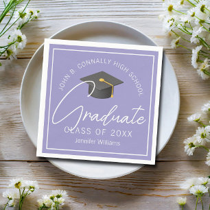 Servilleta De Papel Fiesta de Graduación Personalizada Elegante Lavand