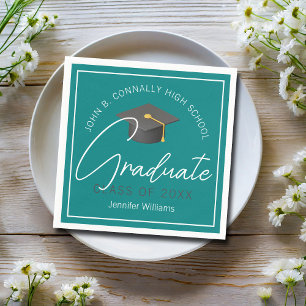 Servilleta De Papel Fiesta de Graduación Personalizada Moderna en Verd