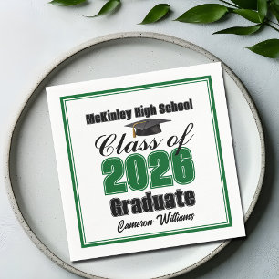 Servilleta De Papel Fiesta de graduación personalizada verde de la cla