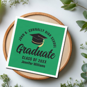 Servilleta De Papel Fiesta de Graduación Personalizada Verde Negro Gra