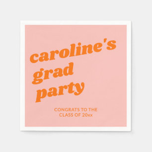Servilleta De Papel Fiesta de Graduación Retro Rosa Naranja Moderno Pe
