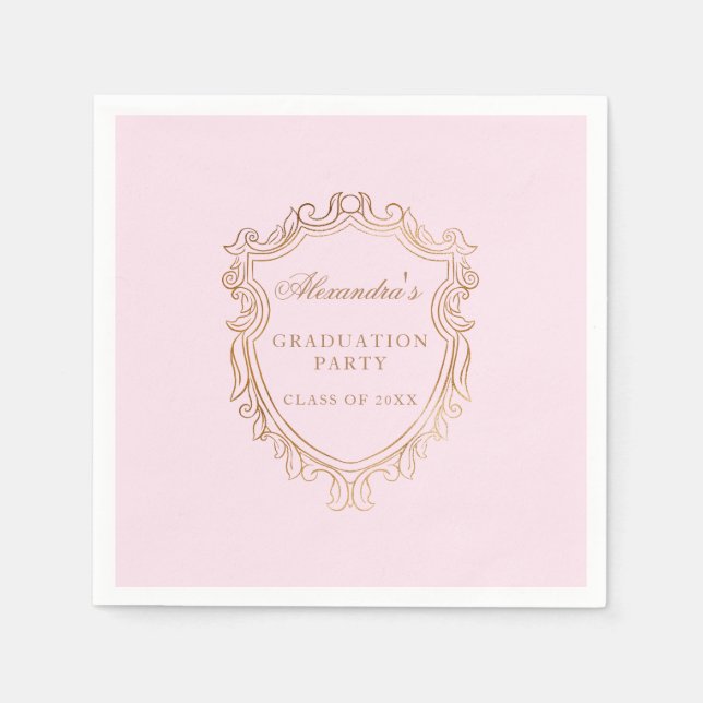 Servilleta De Papel Fiesta de Graduación Rosa Elegante (Anverso)